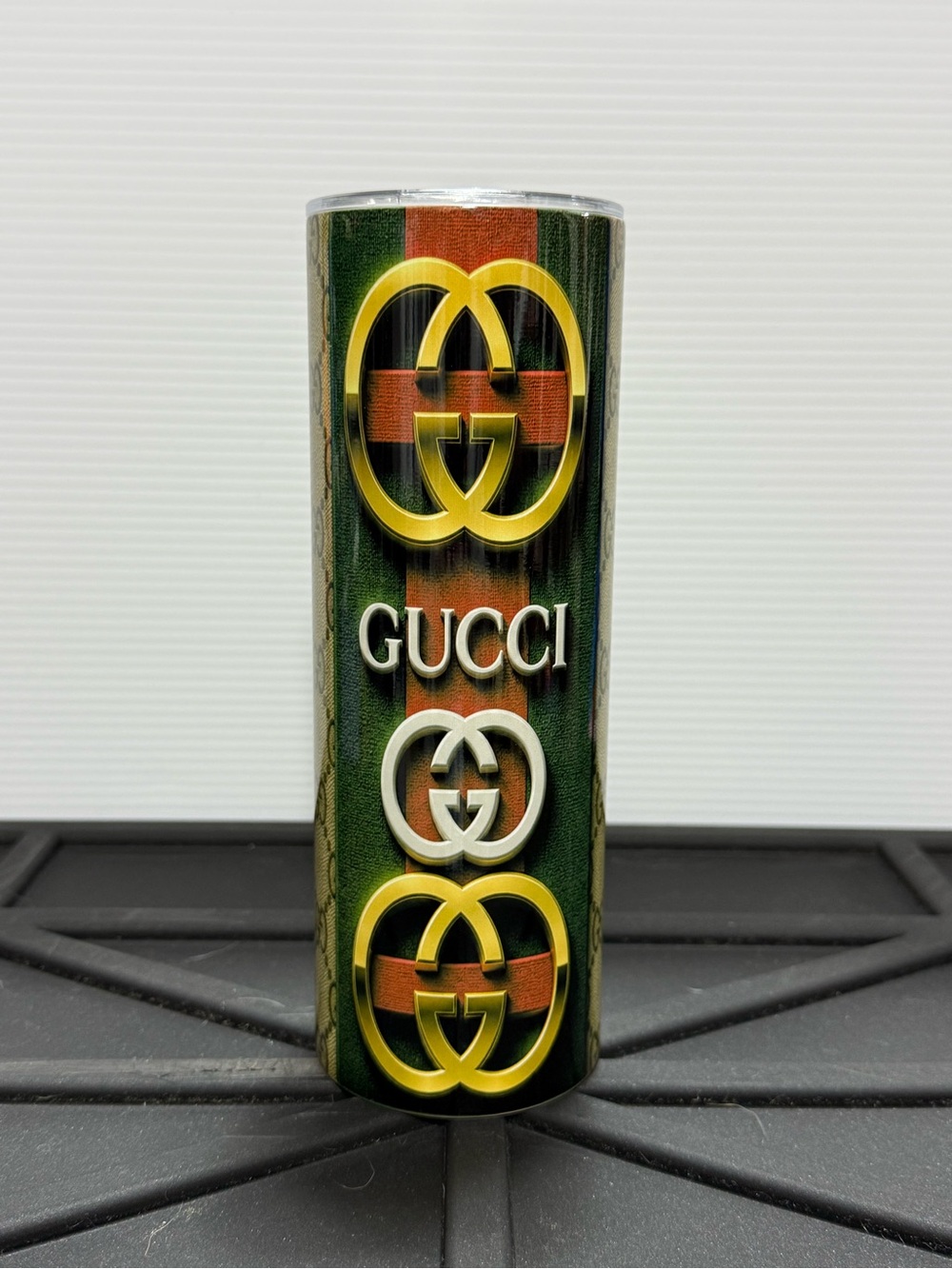 NEW Gucci Logo Design Tumbler with Metal Straw and Cleaning Scrub Brush